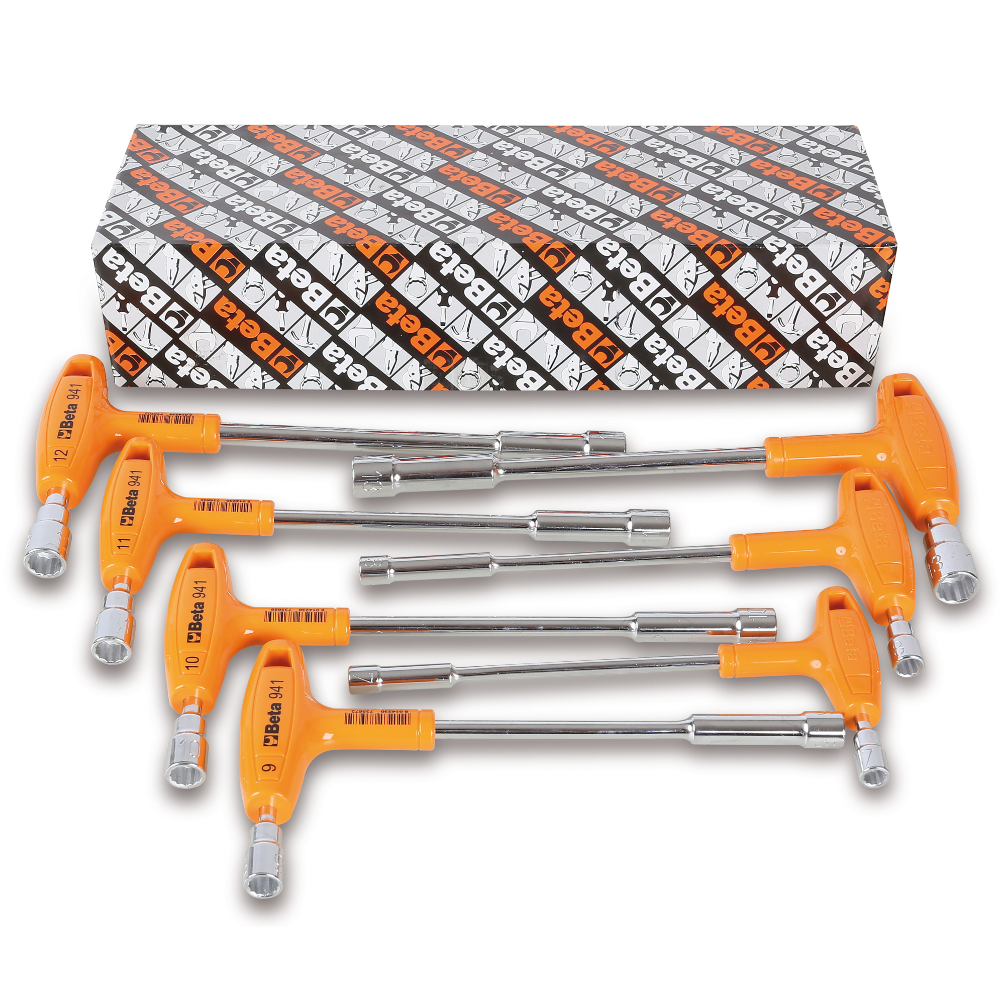 Beta 941/S7 T-Handle Socket Wrench Set — 7-Piece, 7mm to 13mm, Metric, Ergonomic Grip, Model# 941/S7